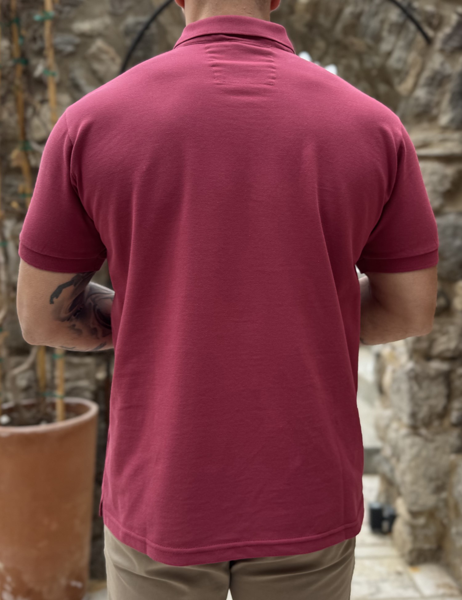 Everbest ανδρική κερασί πικέ Polo μπλούζα Plus Size 262833